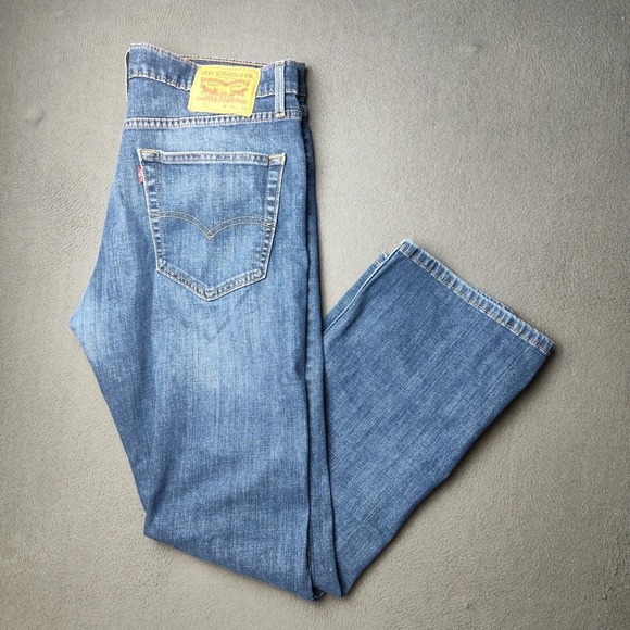 Levis 527 Jeans Mens 36x30 Blue Bootcut Stretch Denim WaterLess Low Rise Classic - Picture 1 of 13